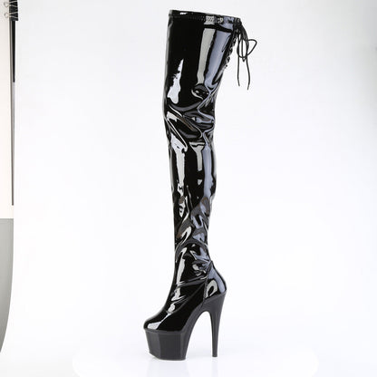 ADORE-4000SLT Pleaser Black Patent 7 Inch Pole Dancer Crotch Highs