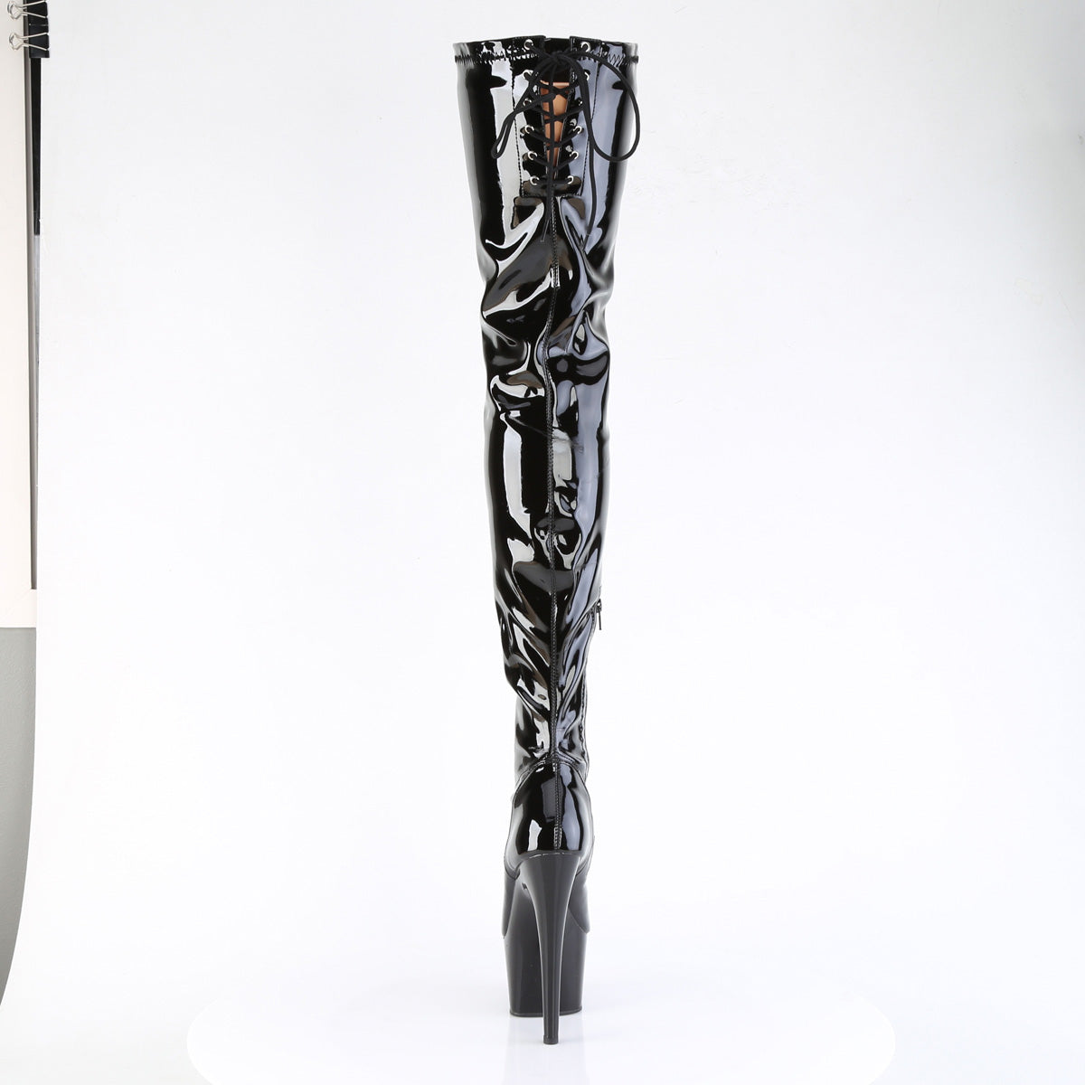 ADORE-4000SLT Pleaser Black Patent 7 Inch Pole Dancer Crotch Highs