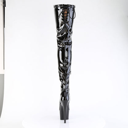 ADORE-4000SLT Pleaser Black Patent 7 Inch Pole Dancer Crotch Highs
