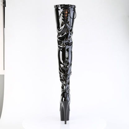Pleaser ADORE-4000SLT Black Lace-Up Platform Boots - 7 Inch Heels