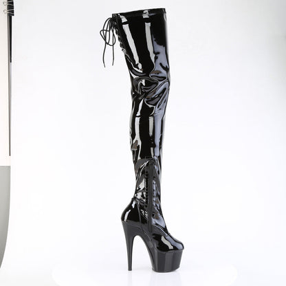 ADORE-4000SLT Pleaser Black Patent 7 Inch Pole Dancer Crotch Highs