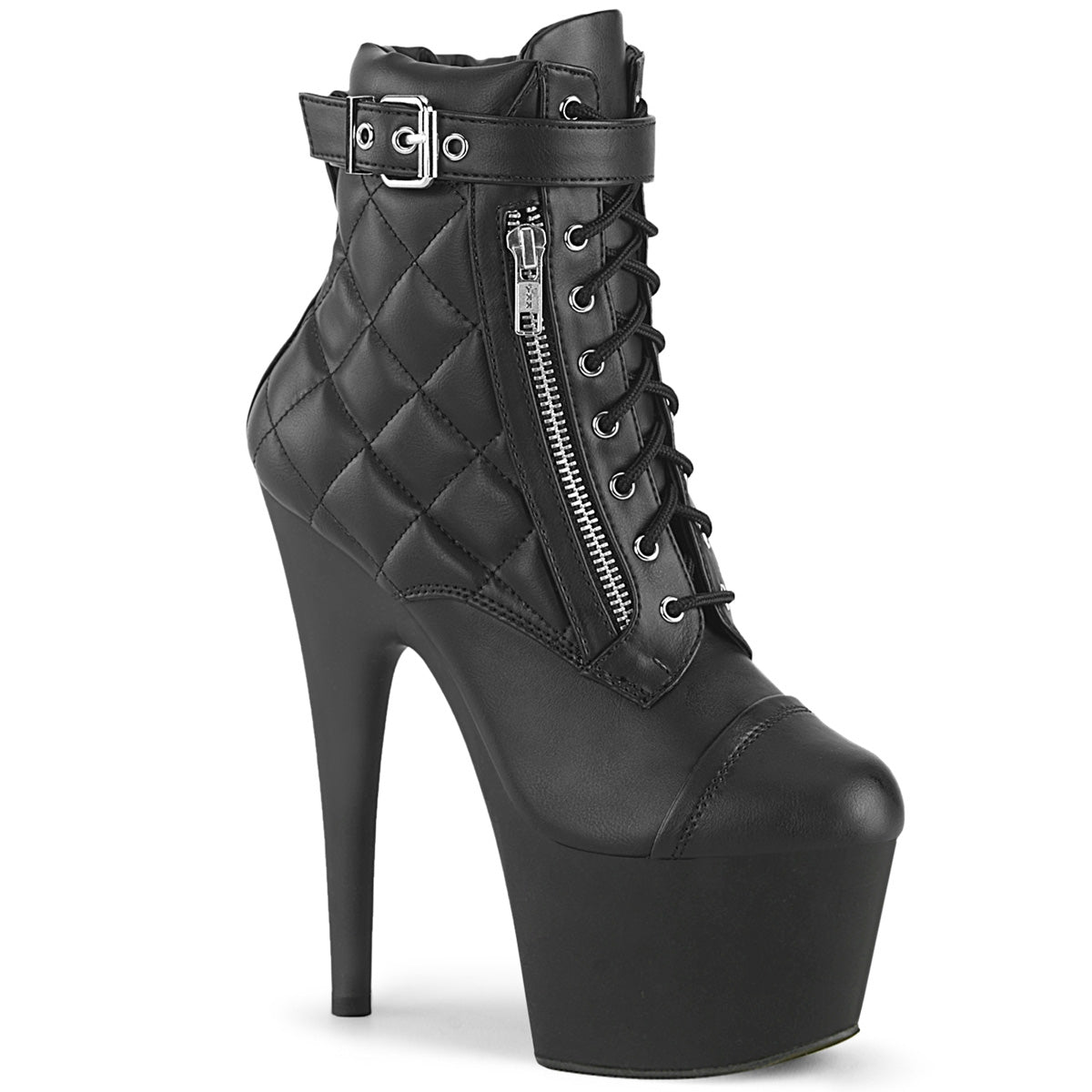 ADORE-700-05 Pleaser Black 7 Inch Exotic Dance Platform Shoes Blk Faux Leather Blk Matte