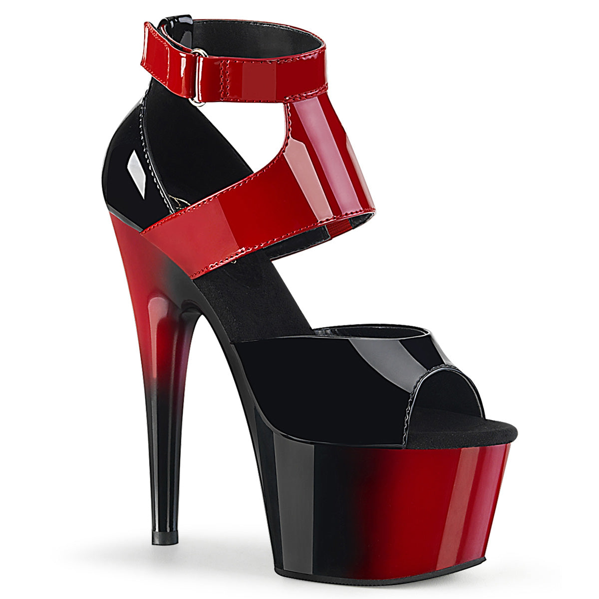 ADORE-700-16 Pleaser Black Red 7 Inch Exotic Platform Platform Shoes