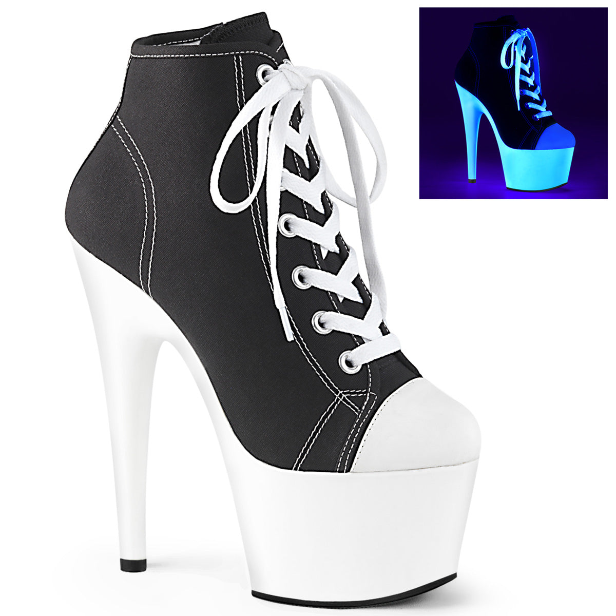 ADORE-700SK-02 Pleaser Black 7 Inch Exotic Dancer Pole Shoes