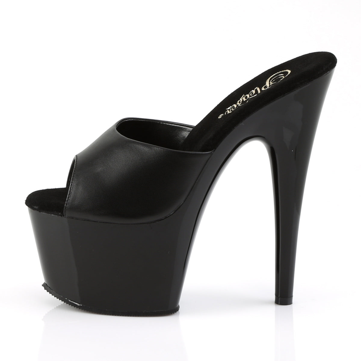 ADORE-701 Pleaser Black Leather 7 Inch Platform Kinky Platform Shoes