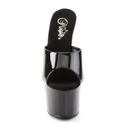 Pleaser ADORE-701 Black Peep Toe Platform Mules - 7 Inch Heels