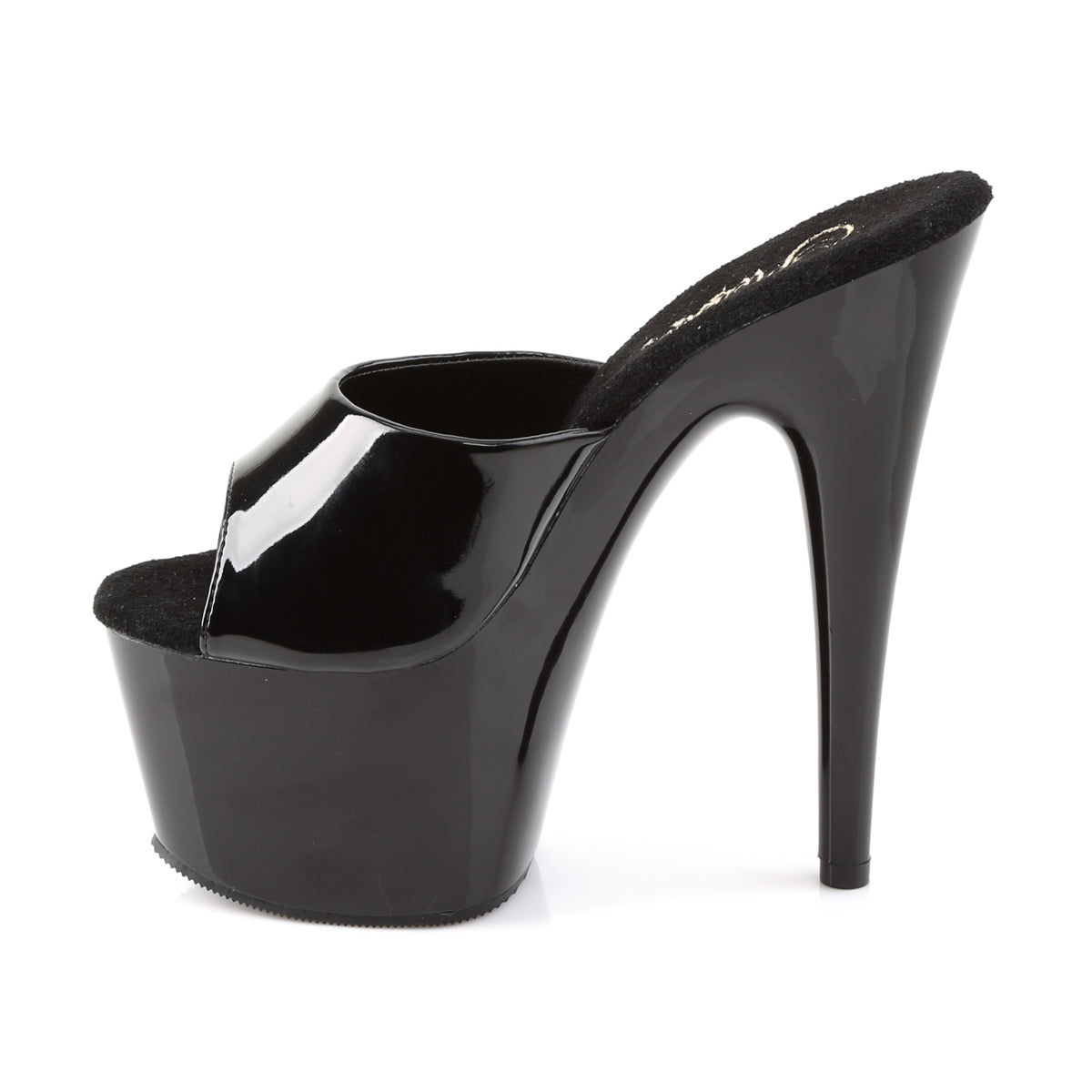 Pleaser ADORE-701 Black Peep Toe Platform Mules - 7 Inch Heels
