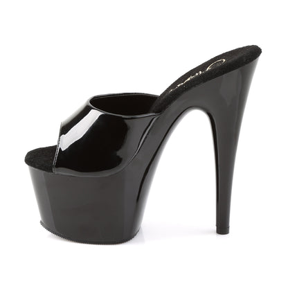 Pleaser ADORE-701 Black Peep Toe Platform Mules - 7 Inch Heels