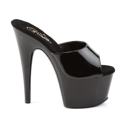 Pleaser ADORE-701 Black Peep Toe Platform Mules - 7 Inch Heels
