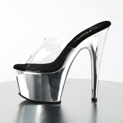 ADORE-701 Pleaser Silver Chrome 7 Inch Pole Dance Exotic Heels