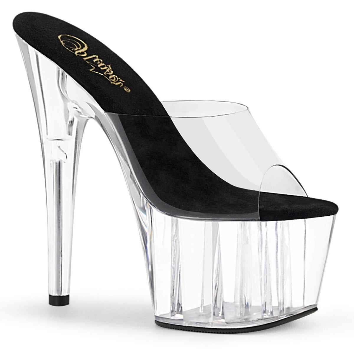 ADORE-701 Pleaser Clear 7 Inch Ladies Fetish Platform Shoes Clear-Black Clear