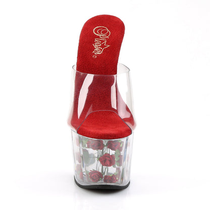 ADORE-701FL Pleaser Red Flowers 7 Inch Dancing Exotic Heels