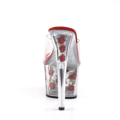 ADORE-701FL Pleaser Red Flowers 7 Inch Dancing Exotic Heels