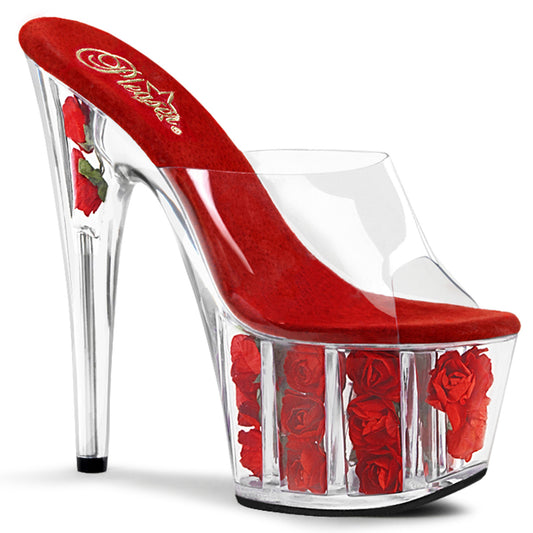 ADORE-701FL Pleaser Red Flowers 7 Inch Dancing Exotic Heels