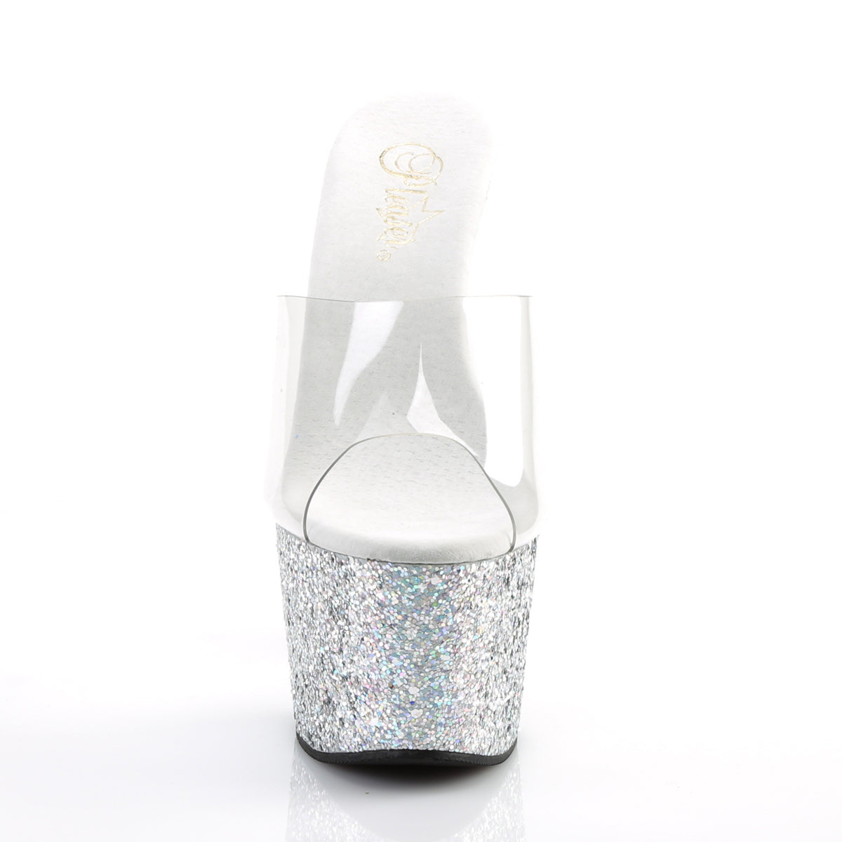 ADORE-701LG Pleaser Silver Glitter 7 Inch Lap Dance Platform Shoes
