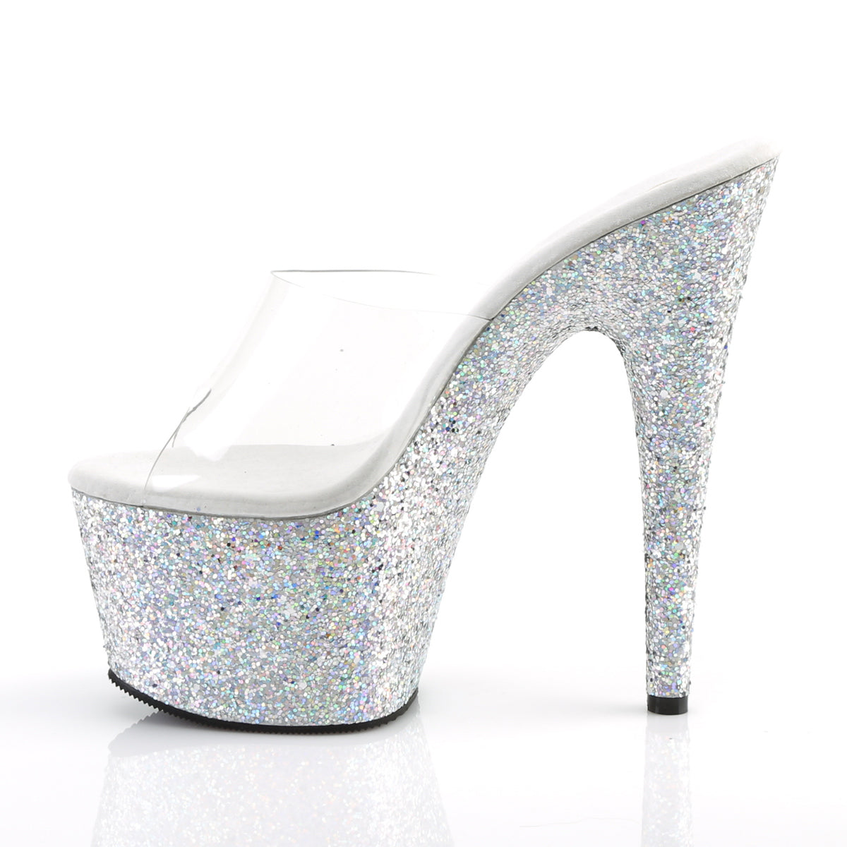 ADORE-701LG Pleaser Silver Glitter 7 Inch Lap Dance Platform Shoes