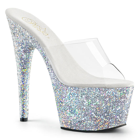 ADORE-701LG Pleaser Silver Glitter 7 Inch Lap Dance Platform Shoes
