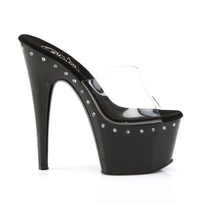 ADORE-701LS Pleaser Clear Black 7 Inch Exotic Dancing Platform Shoes