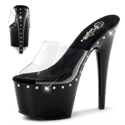 ADORE-701LS Pleaser Clear Black 7 Inch Exotic Dancing Platform Shoes