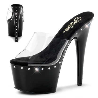 ADORE-701LS Pleaser Clear Black 7 Inch Exotic Dancing Platform Shoes