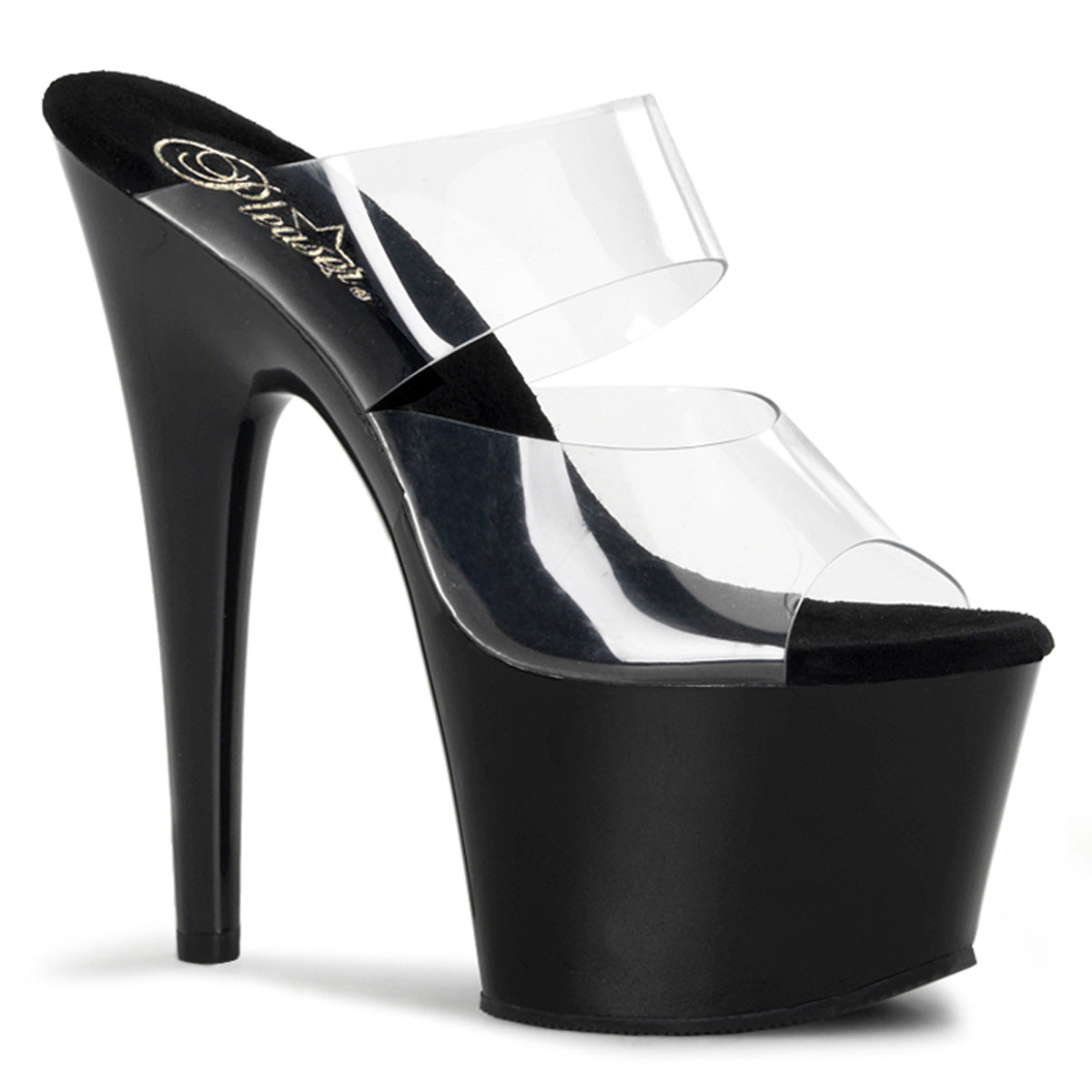 ADORE-702 Pleaser Clear Black 7 Inch Exotic Dance Platform Shoes Clear Black