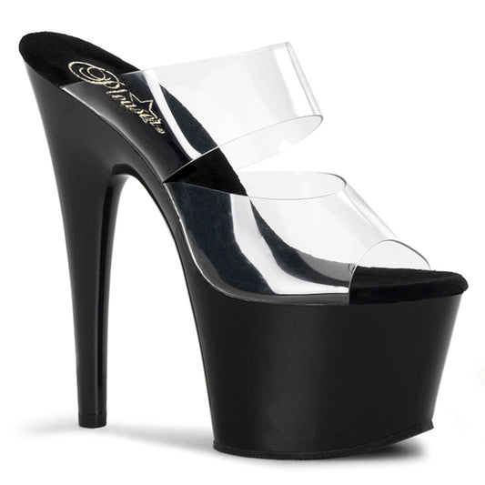 ADORE-702 Pleaser Clear Black 7 Inch Exotic Dance Platform Shoes