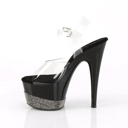 ADORE-708-3 Pleaser Clear Pewter 7 Inch Strippers Platform Shoes