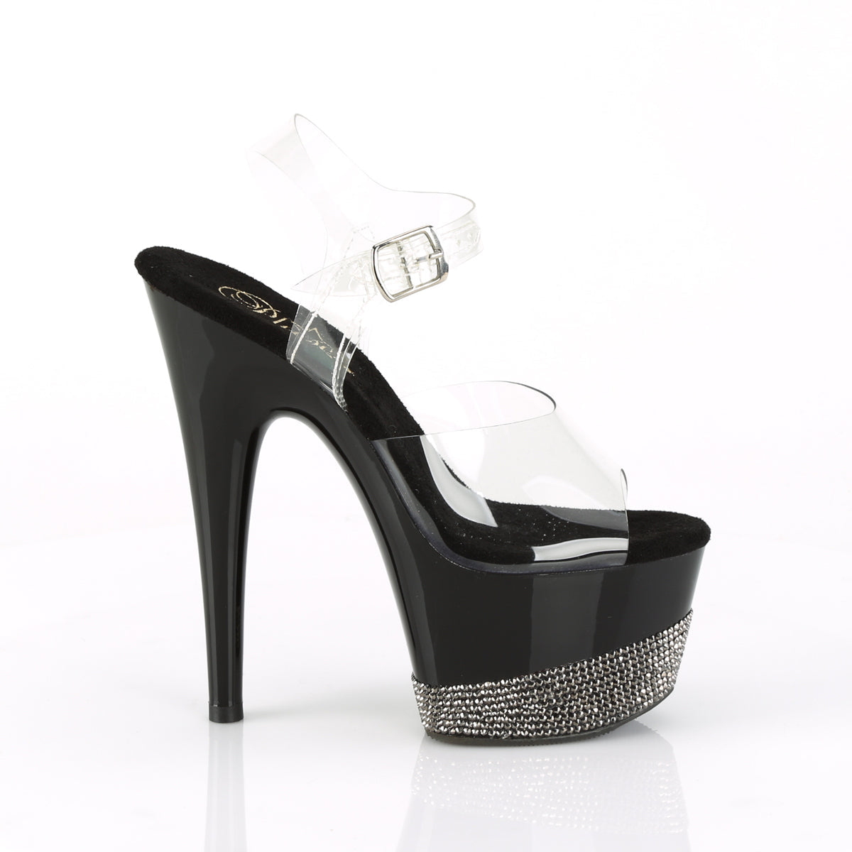 ADORE-708-3 Pleaser Clear Pewter 7 Inch Strippers Platform Shoes