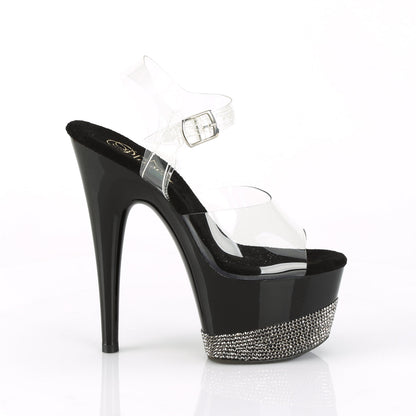 ADORE-708-3 Pleaser Clear Pewter 7 Inch Strippers Platform Shoes