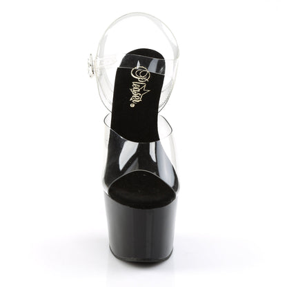 ADORE-708 Pleaser Clear Black 7 Inch Pole Dancer Platform Shoes