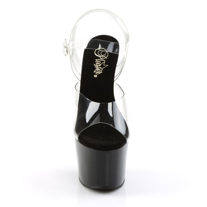 ADORE-708 Pleaser Clear Black 7 Inch Pole Dancer Platform Shoes