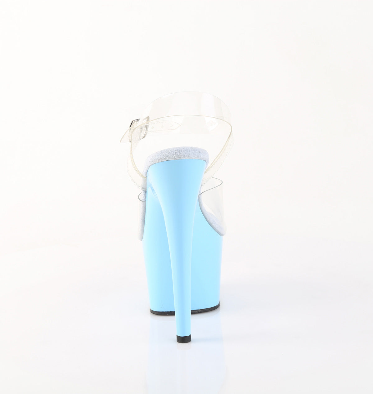 Pleaser ADORE-708 Clear / Baby Blue Platform Sandals - 7 Inch Heels