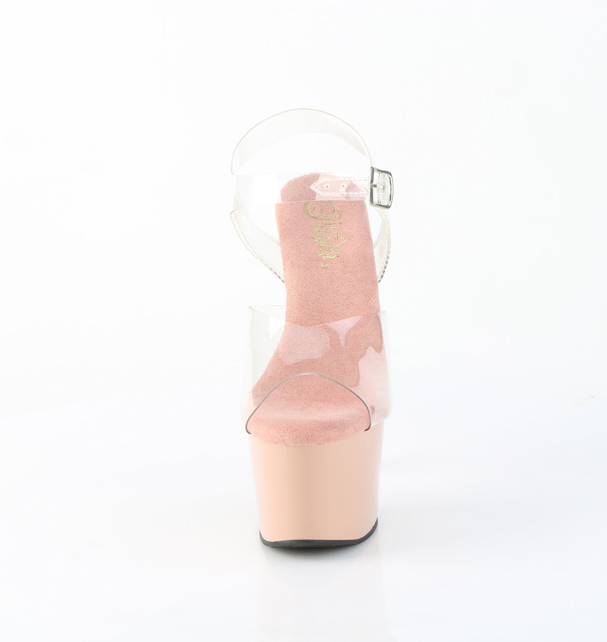 Pleaser ADORE-708 Clear / Blush Platform Sandals - 7 Inch Heels
