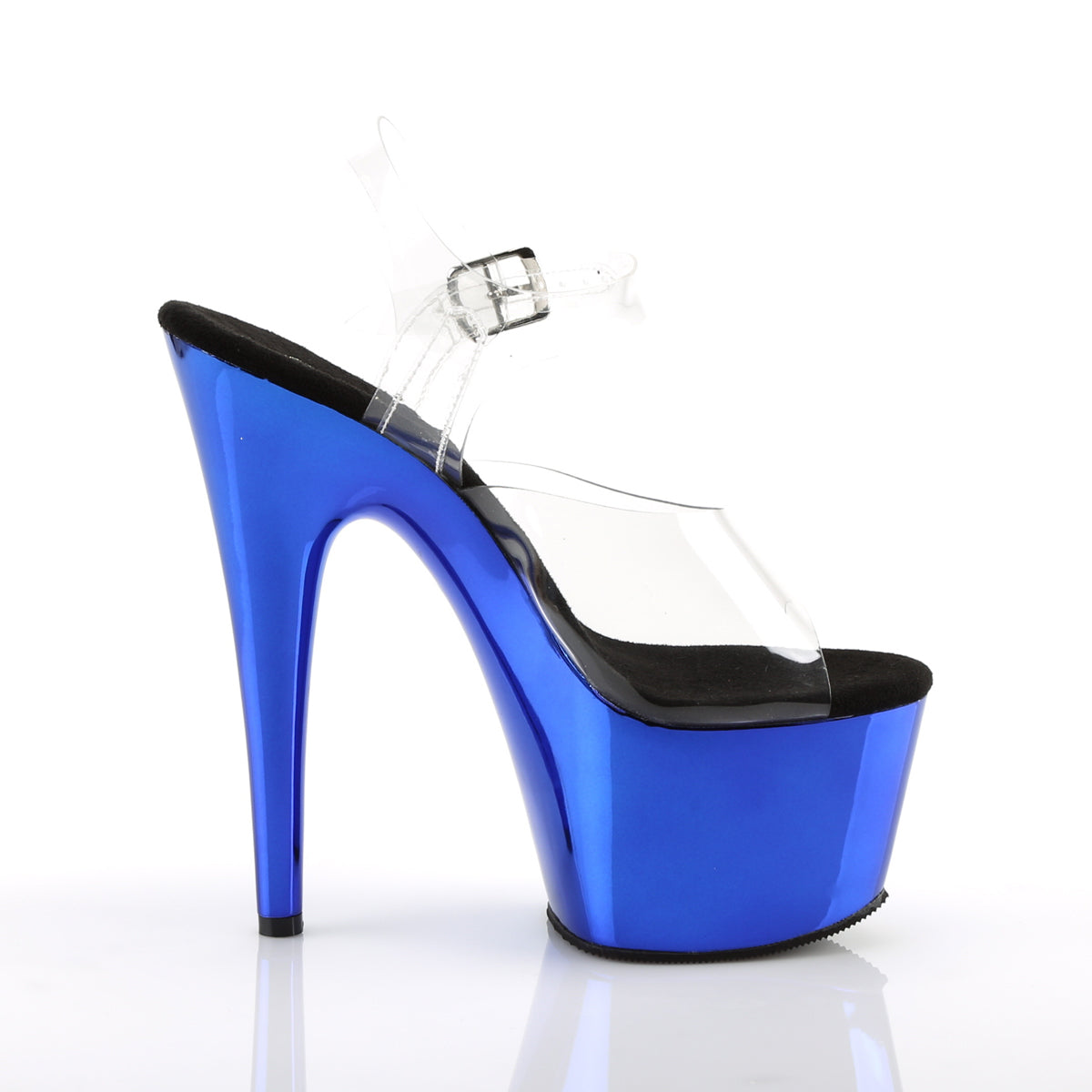 ADORE-708 Pleaser Blue Chrome 7 Inch Stripper Platform Shoes
