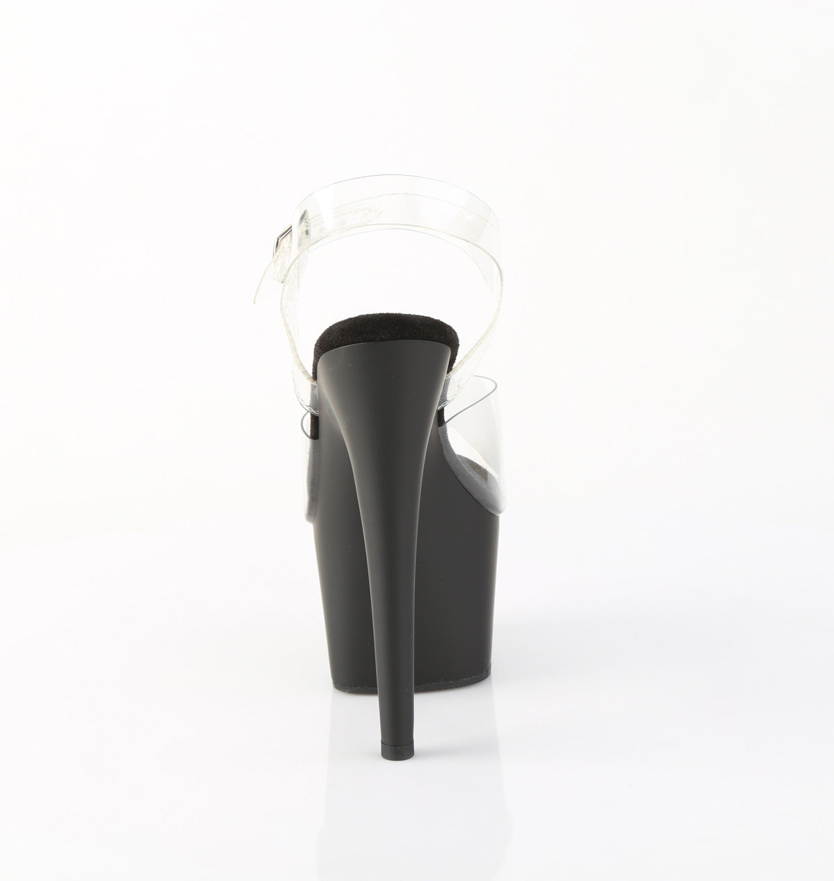 Pleaser ADORE-708 Clear / Black Matte Platform Sandals - 7 Inch Heels