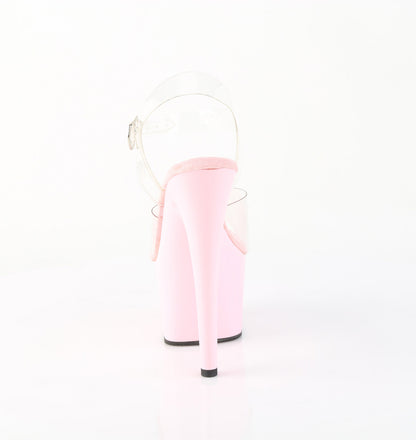 Pleaser ADORE-708 Clear / Baby Pink Platform Sandals - 7 Inch Heels