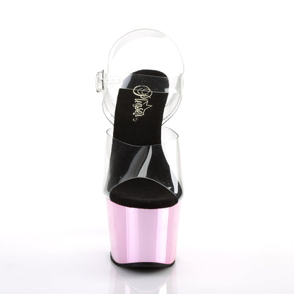 ADORE-708 Pleaser Baby Pink Chrome 7 Inch Exotic Dance Platform Shoes
