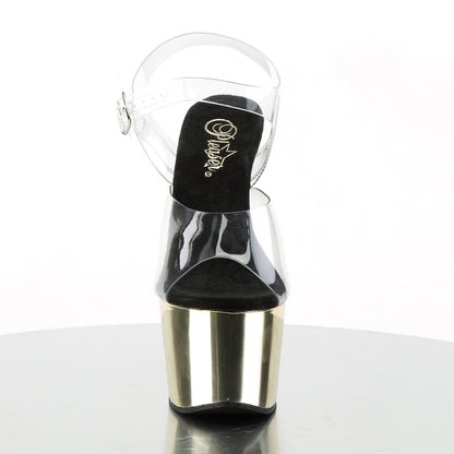 ADORE-708 Pleaser Gold Chrome 7 Inch Fetish Platform Shoes