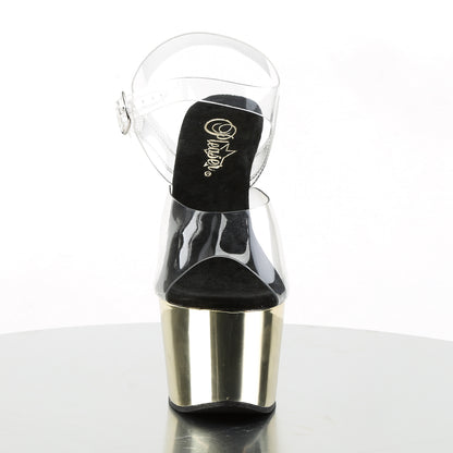 ADORE-708 Pleaser Gold Chrome 7 Inch Fetish Platform Shoes
