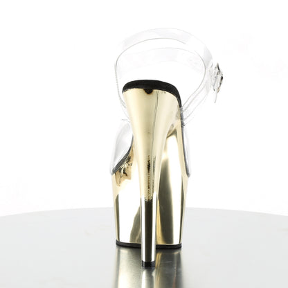 ADORE-708 Pleaser Gold Chrome 7 Inch Fetish Platform Shoes