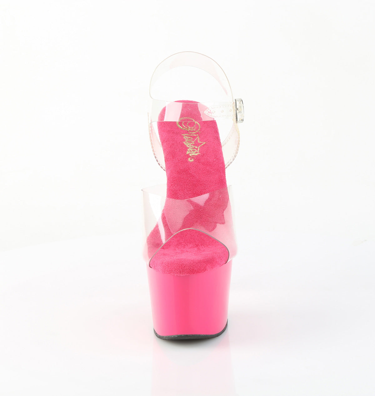 Pleaser ADORE-708 Clear / Hot Pink Platform Sandals - 7 Inch Heels