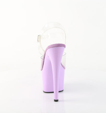 Pleaser ADORE-708 Clear / Lavender Platform Sandals - 7 Inch Heels