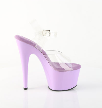 Pleaser ADORE-708 Clear / Lavender Platform Sandals - 7 Inch Heels