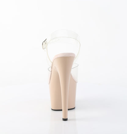 Pleaser ADORE-708 Clear / Nude Platform Sandals - 7 Inch Heels