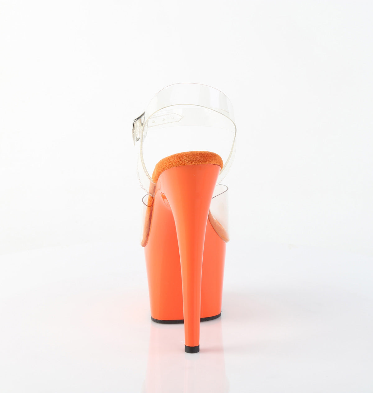 Pleaser ADORE-708 Clear / Orange Platform Sandals - 7 Inch Heels