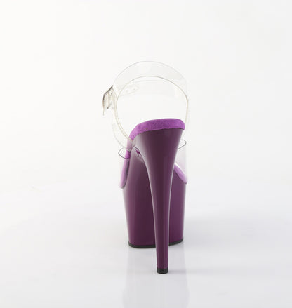 Pleaser ADORE-708 Clear / Purple Platform Sandals - 7 Inch Heels