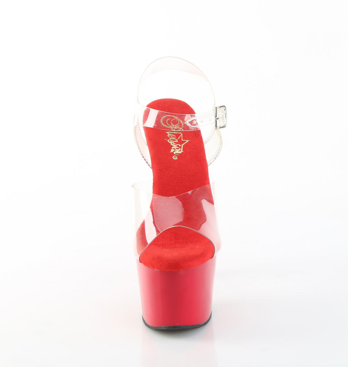 Pleaser ADORE-708 Clear / Red Platform Sandals - 7 Inch Heels