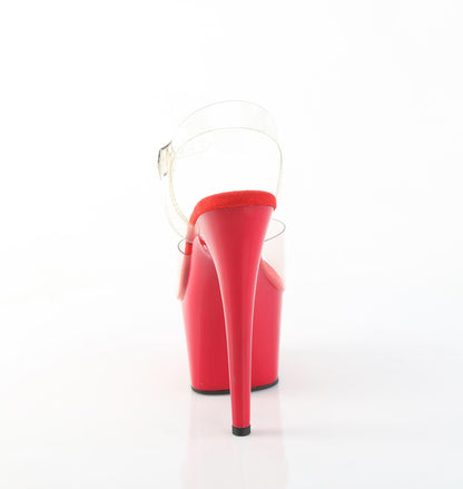 Pleaser ADORE-708 Clear / Red Platform Sandals - 7 Inch Heels