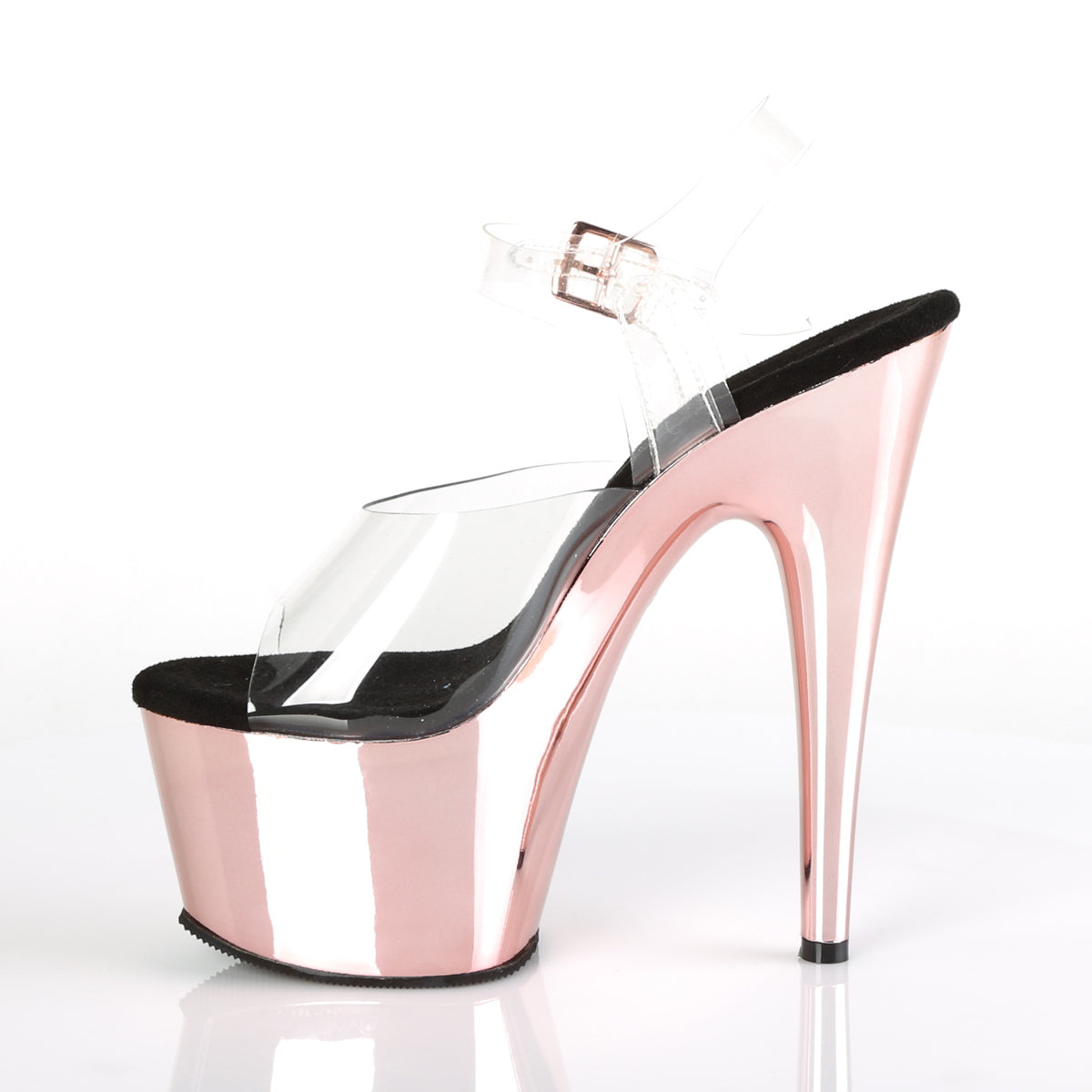 ADORE-708 Pleaser Rose Gold Chrome 7 Inch Pole Dancer Platform Shoes