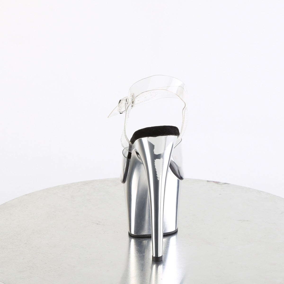 Pleaser ADORE-708 Clear / Silver Chrome Platform Sandals - 7 Inch Heels